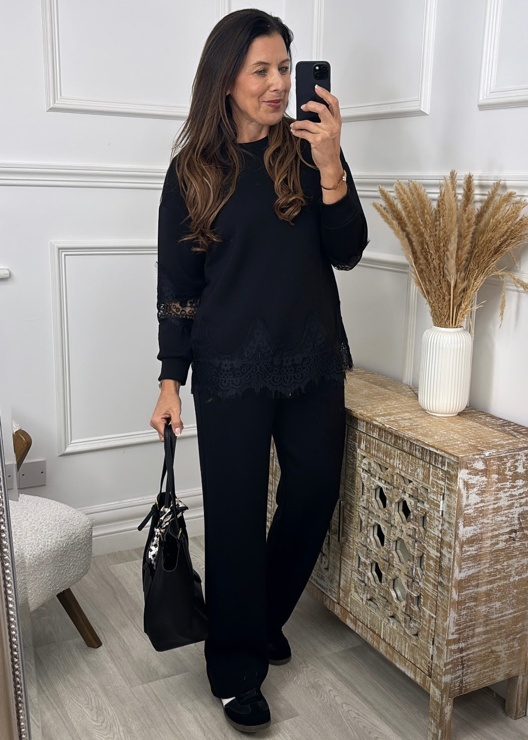 Teodora Black Lace Detail Set