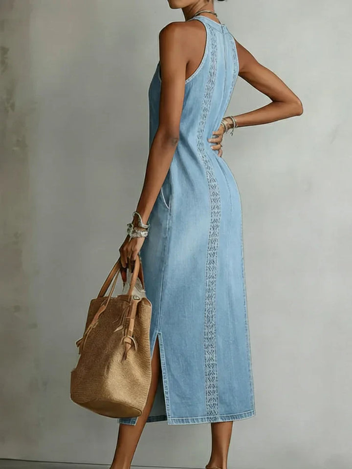 Julia™ | Retro Lace Detail Denim Dress