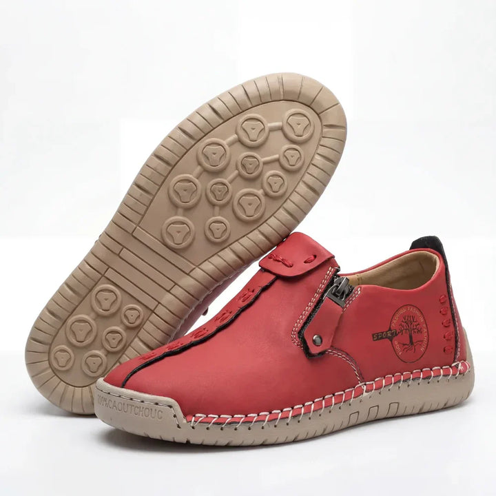 Vera™ – Hand-Stitched Slip-On Comfort Loafers | No-Bend Zipper, Wide Toe Box & All-Day Comfort
