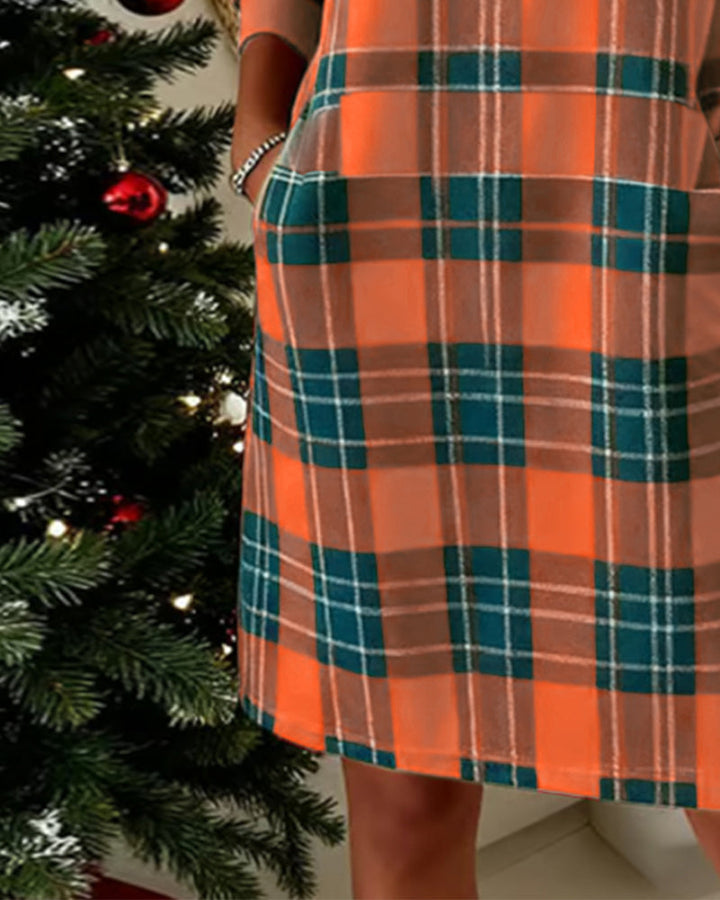 Harper | Long Sleeve Checkered Sweatshirt Dress