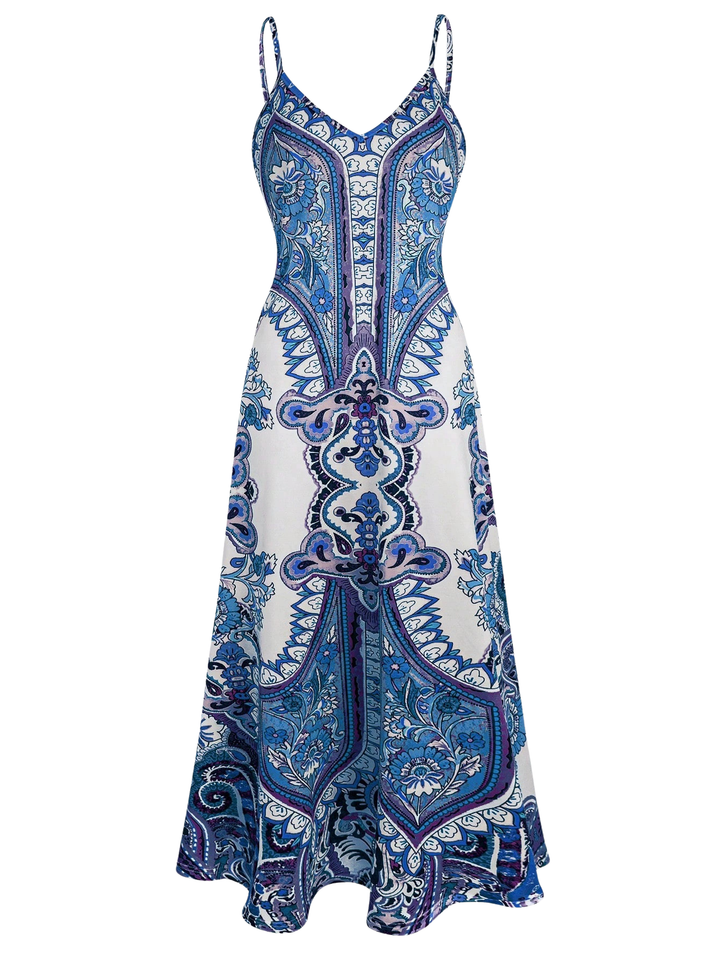 Skye – Boho Floral Print Sleeveless Dress