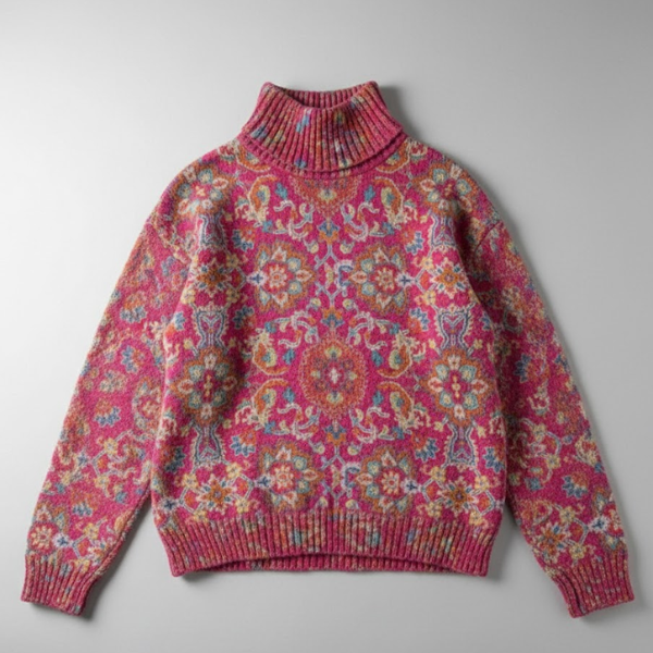 Annabelle | Retro Ethnic Floral Turtleneck