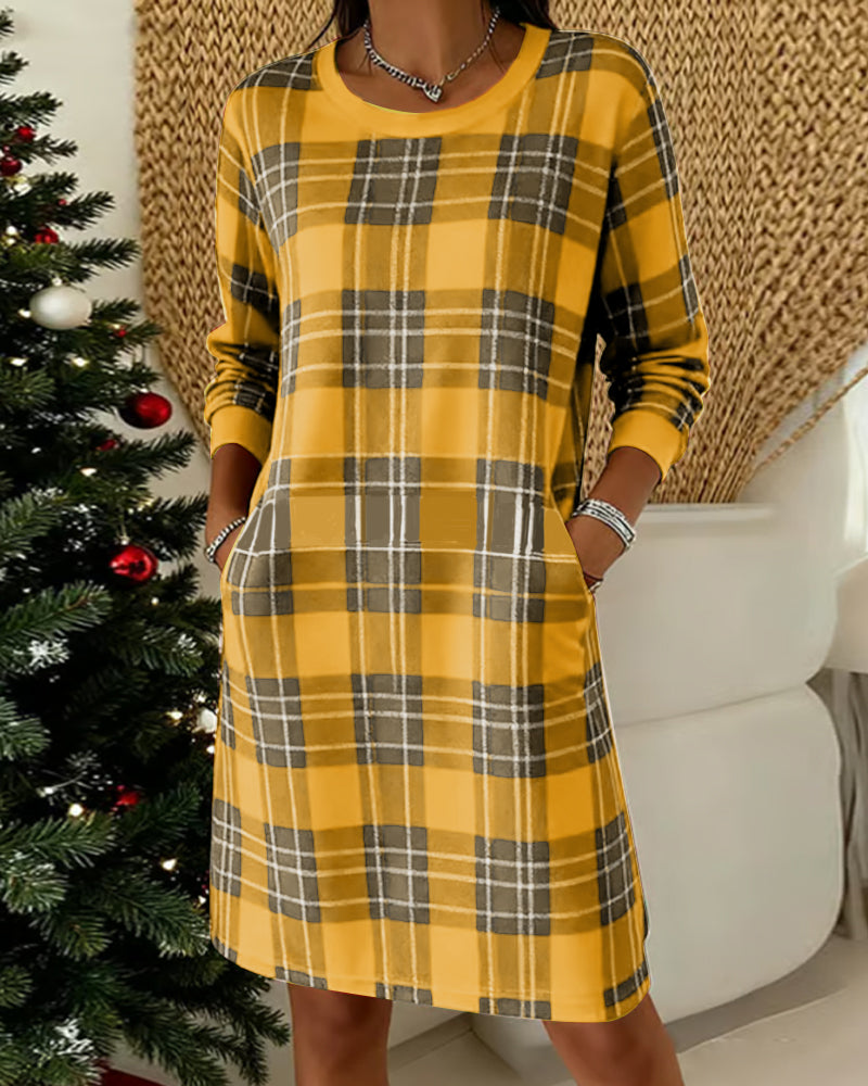 Harper | Long Sleeve Checkered Sweatshirt Dress