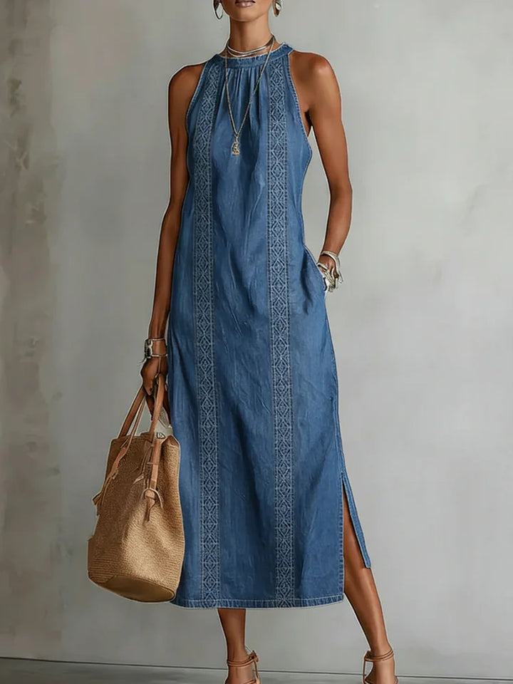 Julia™ | Retro Lace Detail Denim Dress