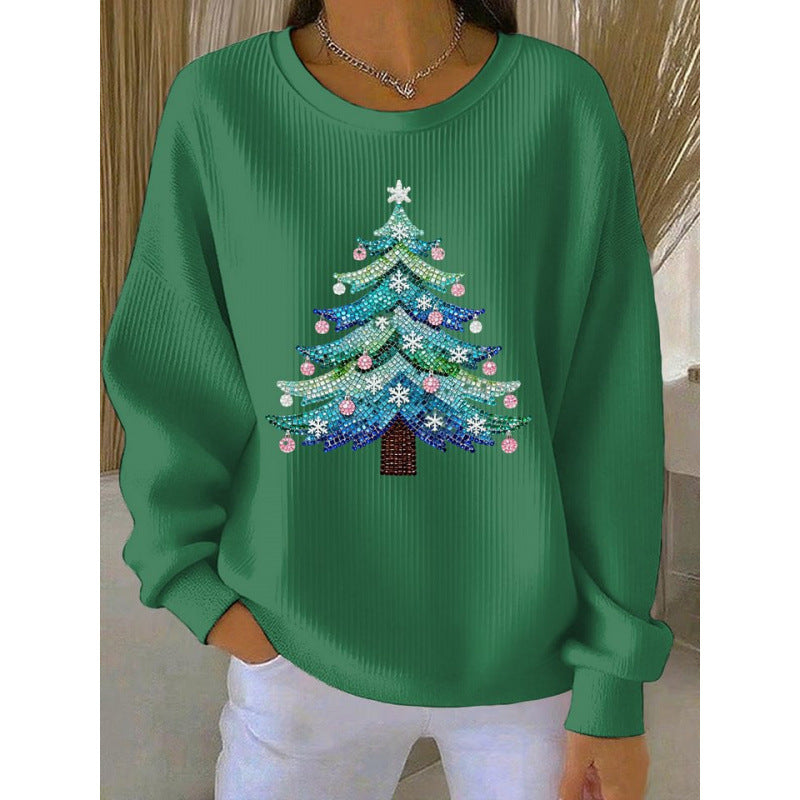 April - Green Glitter Christmas Tree Sweater
