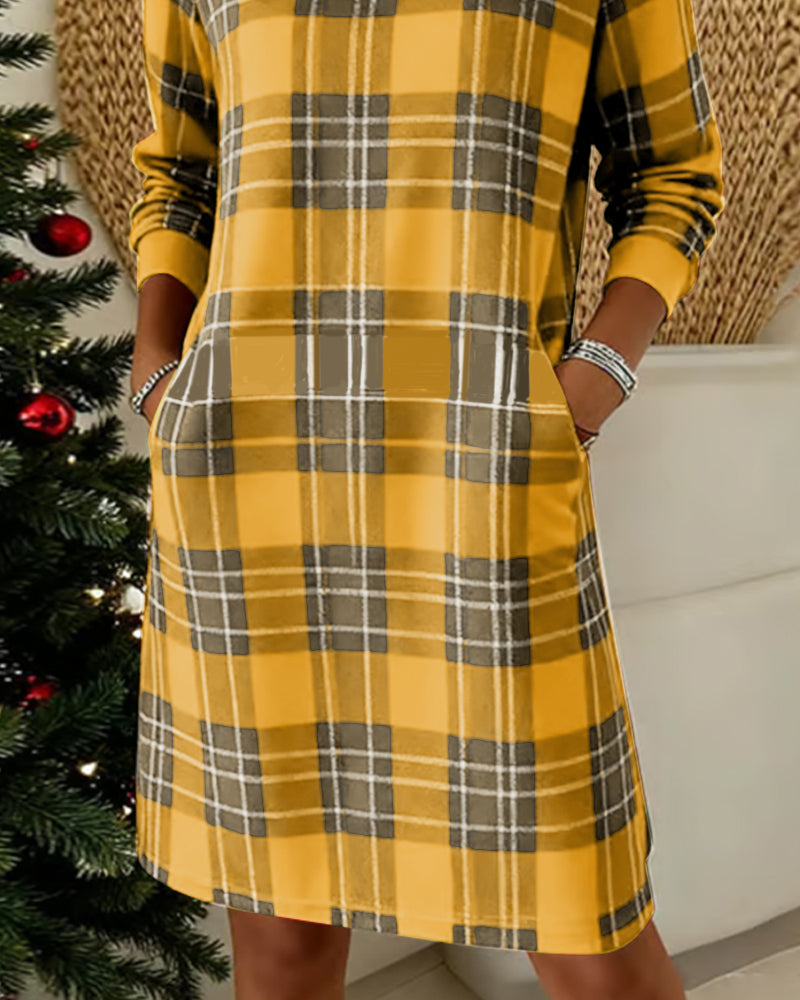 Harper | Long Sleeve Checkered Sweatshirt Dress