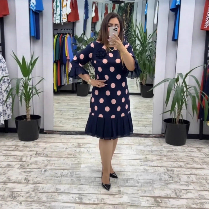 Lillian™ | Pleated Polka Dot Dress
