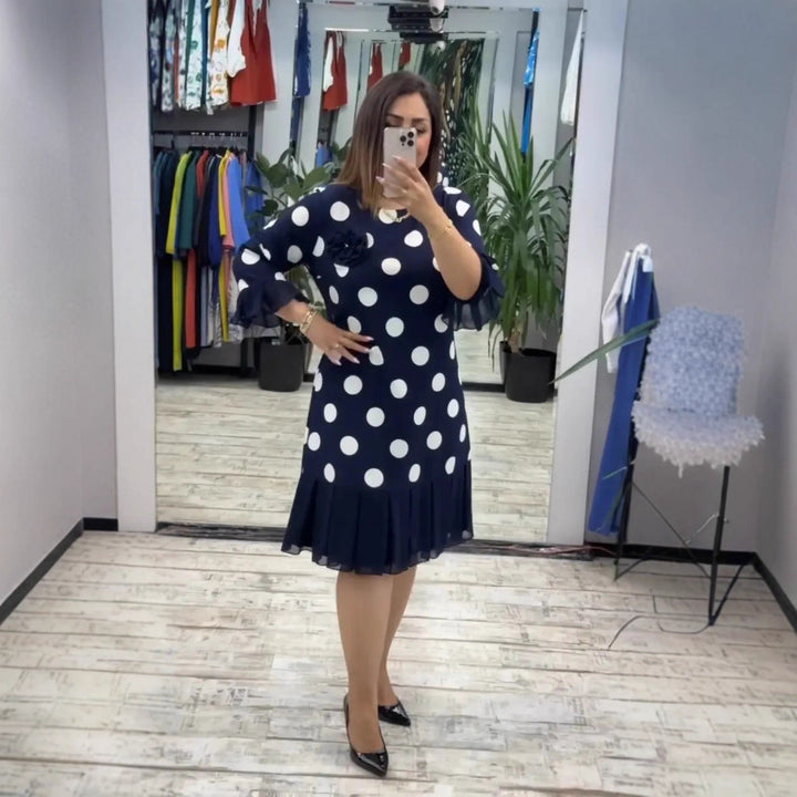 Lillian™ | Pleated Polka Dot Dress