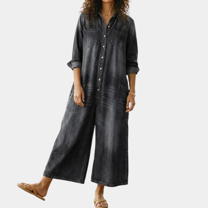 Diana™ | Vintage Button-Down Denim Jumpsuit