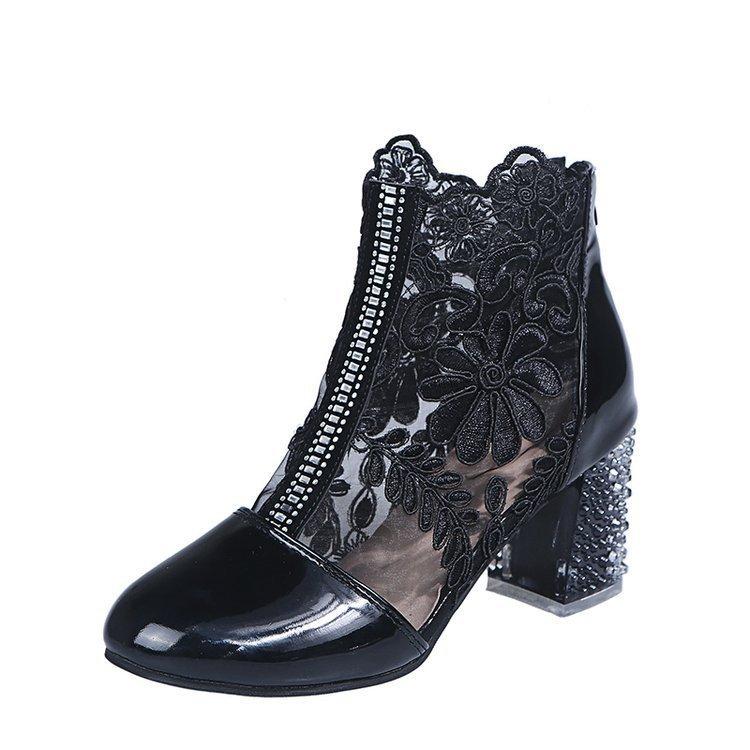 Elowen Elegant Lace Embroidered Heel Boots