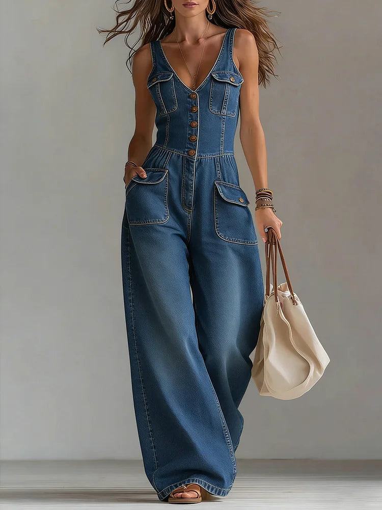 Sophie™ | Relaxed Wide-Leg Denim Jumpsuit