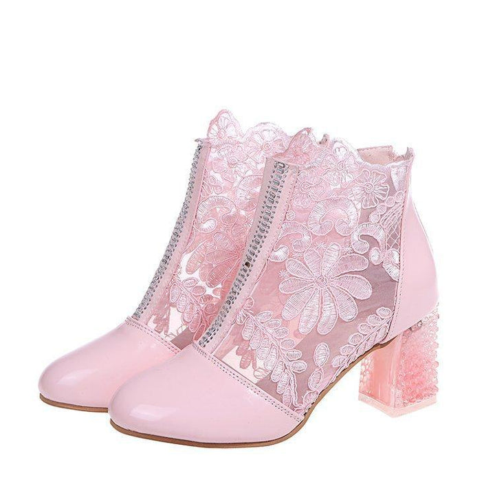 Elowen Elegant Lace Embroidered Heel Boots