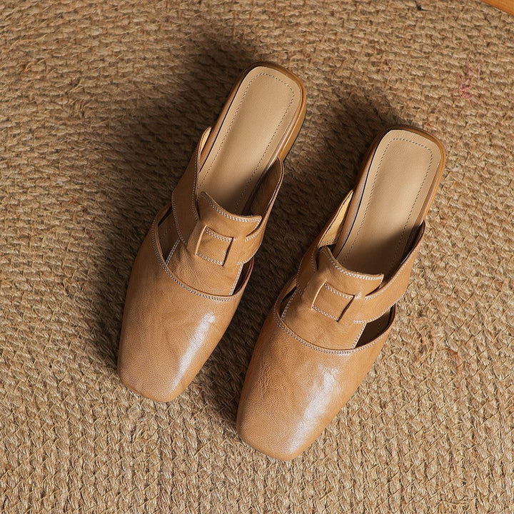 Rosel Square-Toe Leather Mules