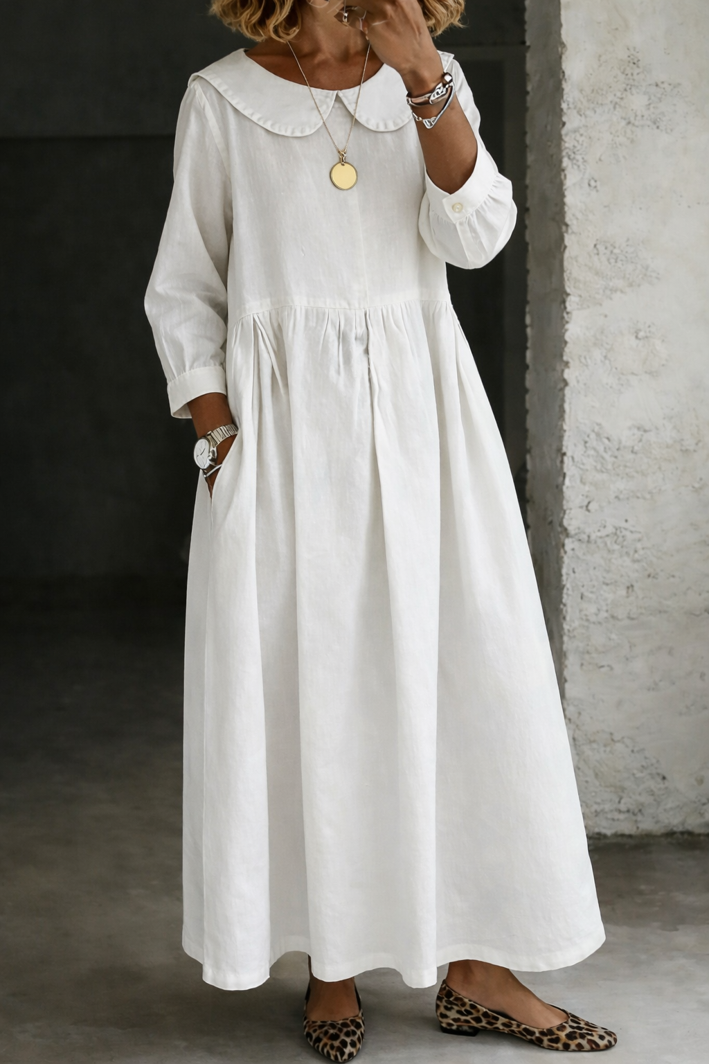 Clara™ | Peter Pan Collar Denim Dress