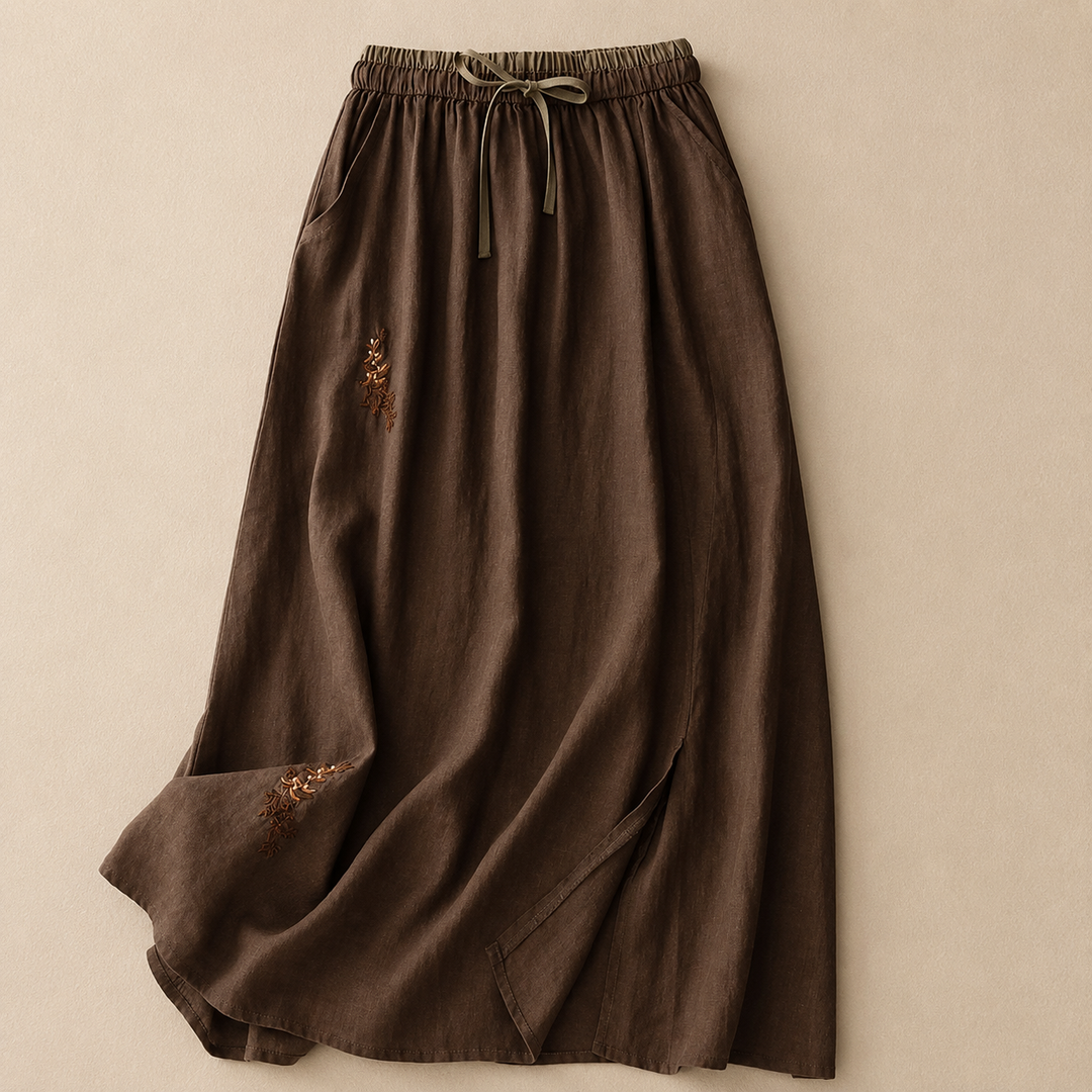 Elowen Cotton Linen Midi Skirt