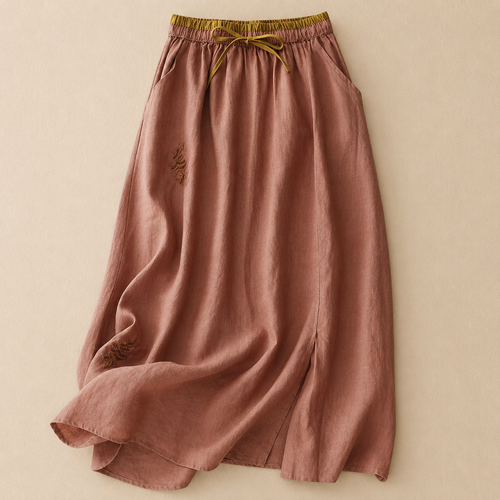 Elowen Cotton Linen Midi Skirt