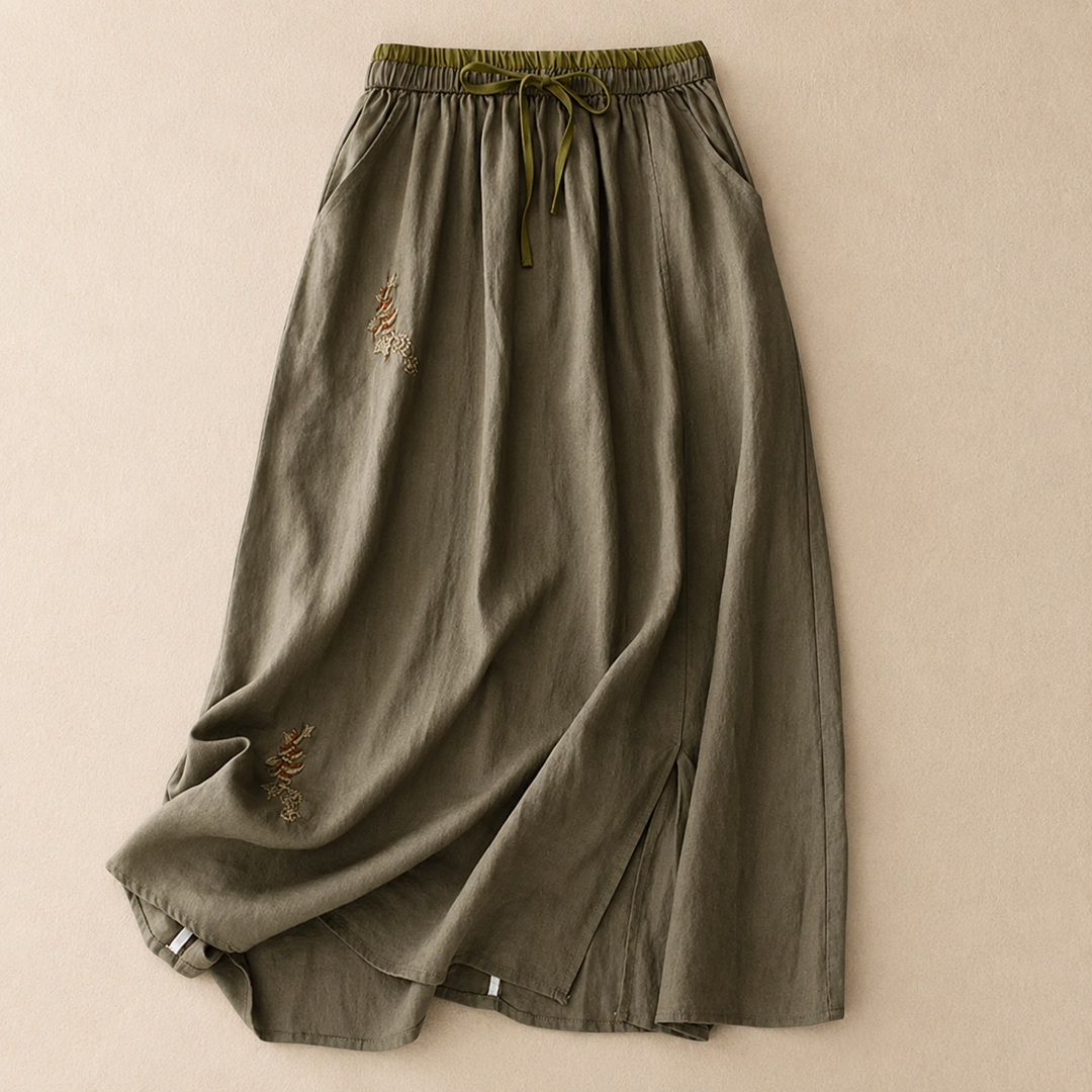Elowen Cotton Linen Midi Skirt