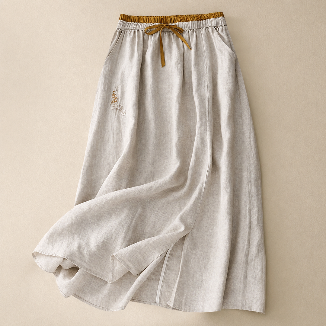 Elowen Cotton Linen Midi Skirt