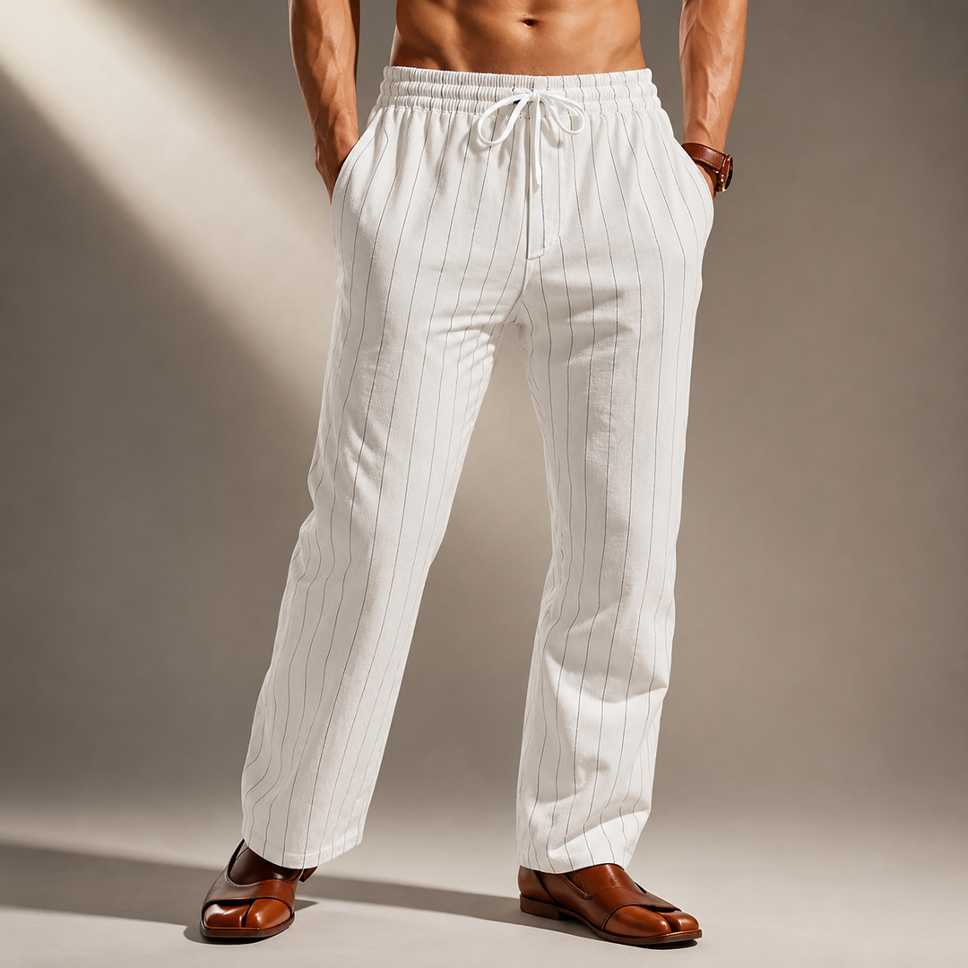 Ellis Pinstripe Linen Pants