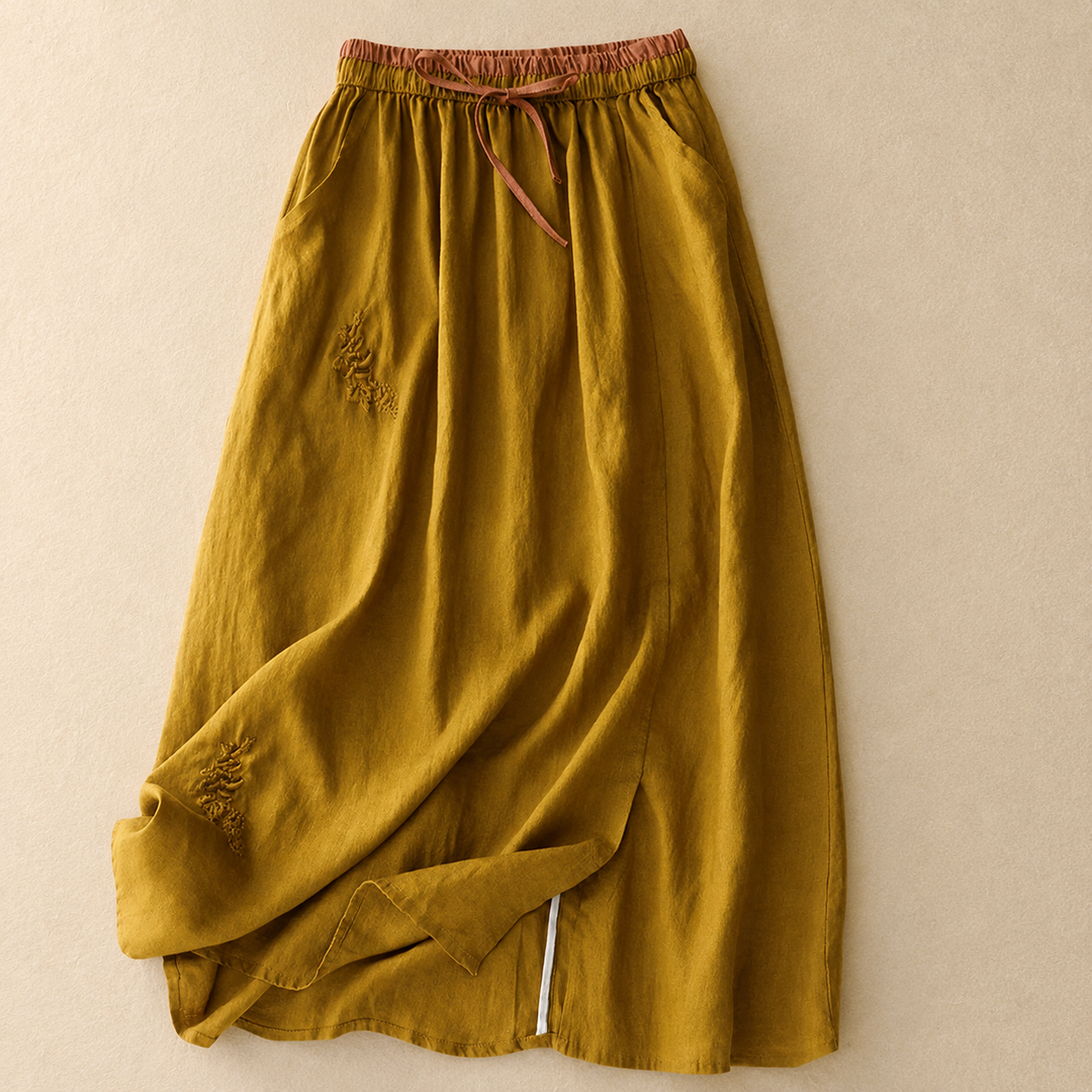 Elowen Cotton Linen Midi Skirt
