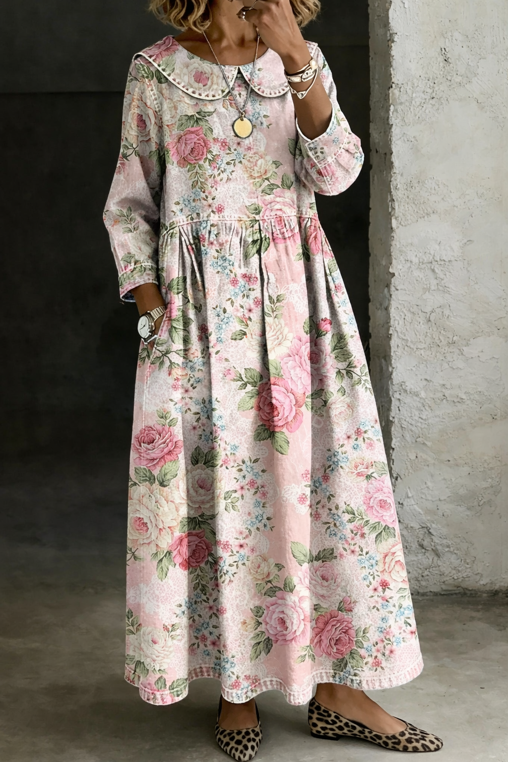 Brooklyn™ | Robe en jean à col fleuri