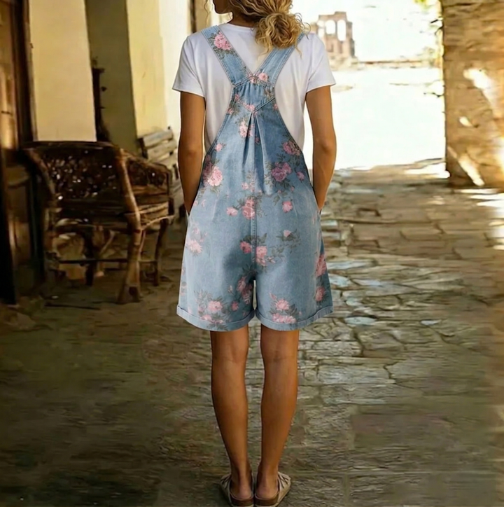 Judy™ | Vintage Floral Washed Denim Jumpsuit