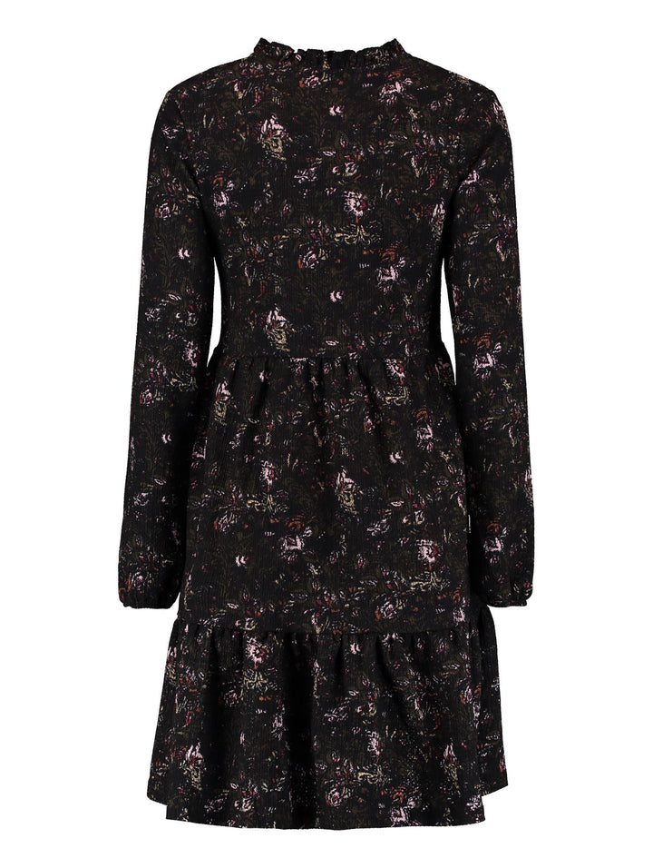Alba Black Flower Smock Dress
