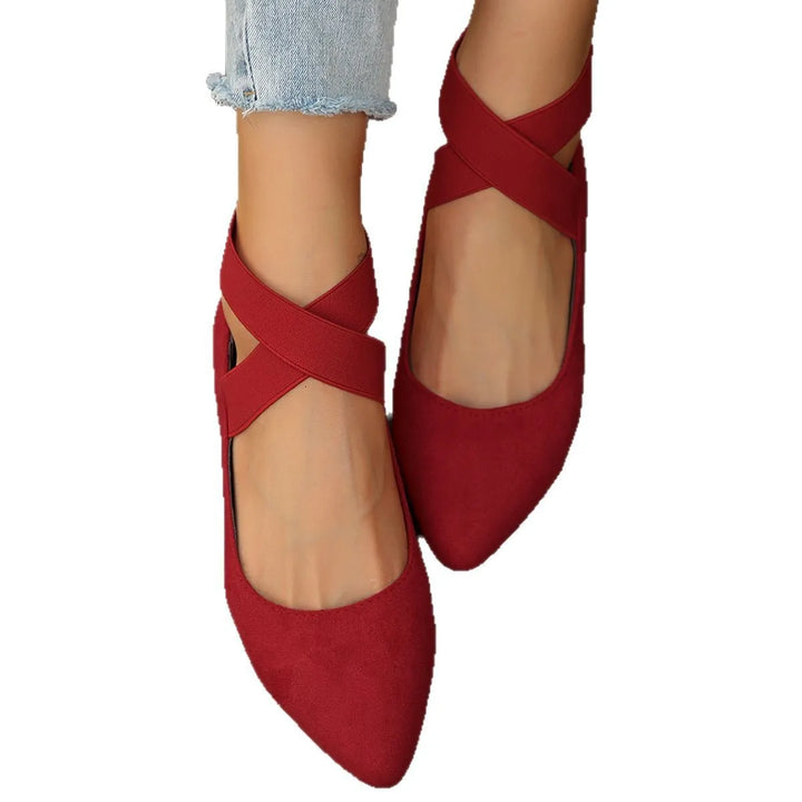 Simone | Elastic Cross-Strap Ballet Flats