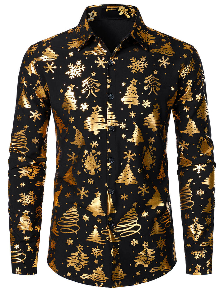 Sterling™ | Gold Holiday Print Long Sleeve Shirt