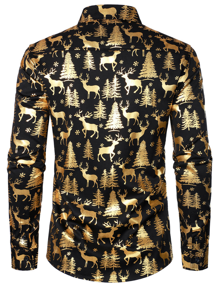 Orion™ | Gold Reindeer Holiday Long Sleeve Shirt