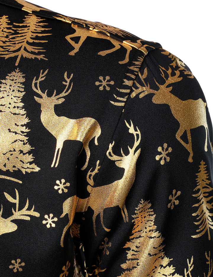 Orion™ | Gold Reindeer Holiday Long Sleeve Shirt