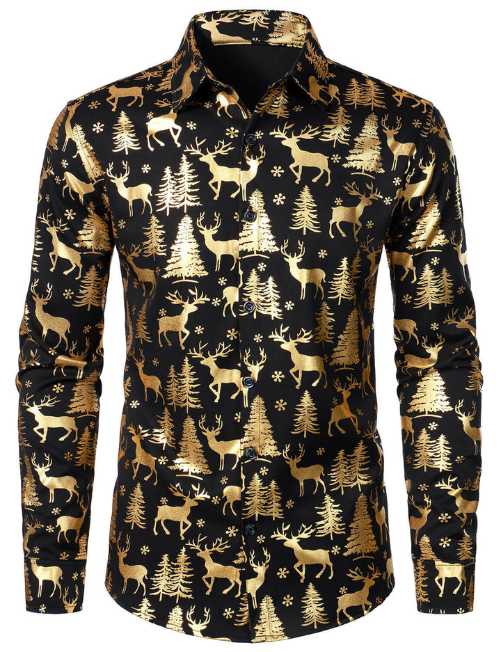 Orion™ | Gold Reindeer Holiday Long Sleeve Shirt