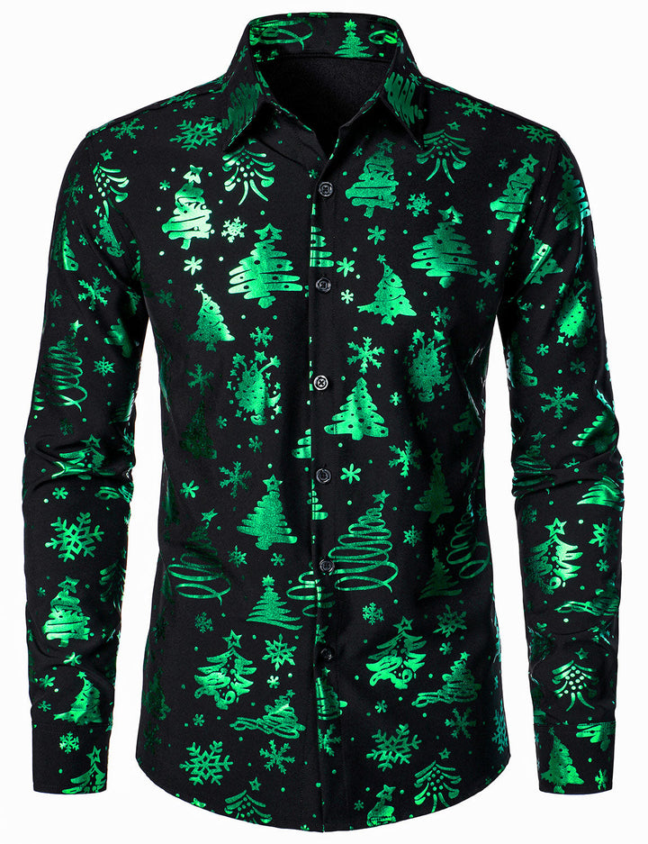 Evergreen™ Neon Holiday Print Long Sleeve Shirt