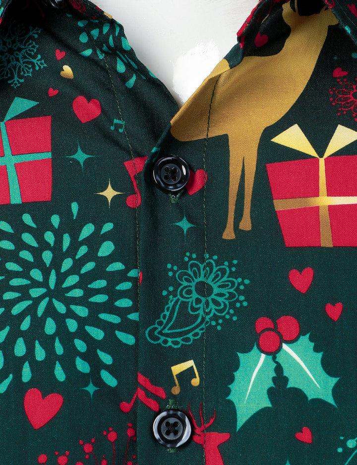 Rowan™ | Festive Reindeer Print Long Sleeve Shirt
