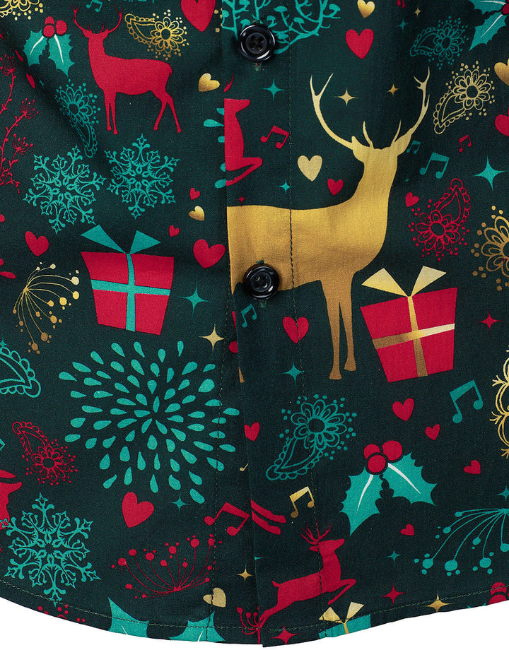 Rowan™ | Festive Reindeer Print Long Sleeve Shirt