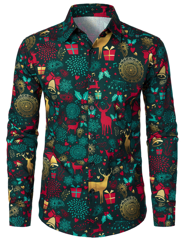 Rowan™ | Festive Reindeer Print Long Sleeve Shirt