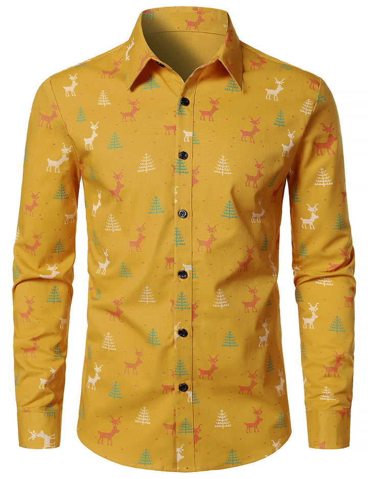 Hollis™ | Festive Long Sleeve Button-Up Shirt