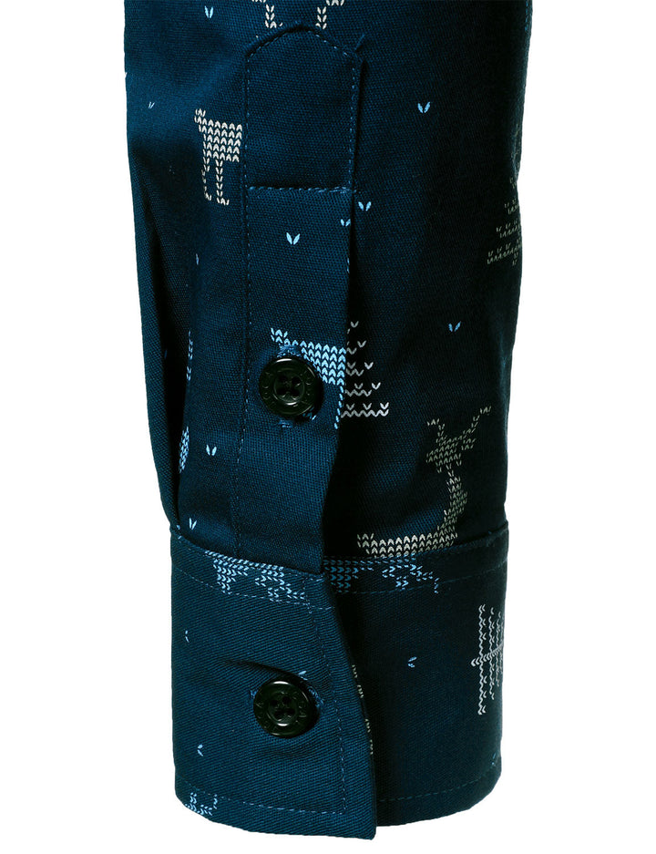 Atlas™ | Navy Reindeer Holiday Long Sleeve Shirt