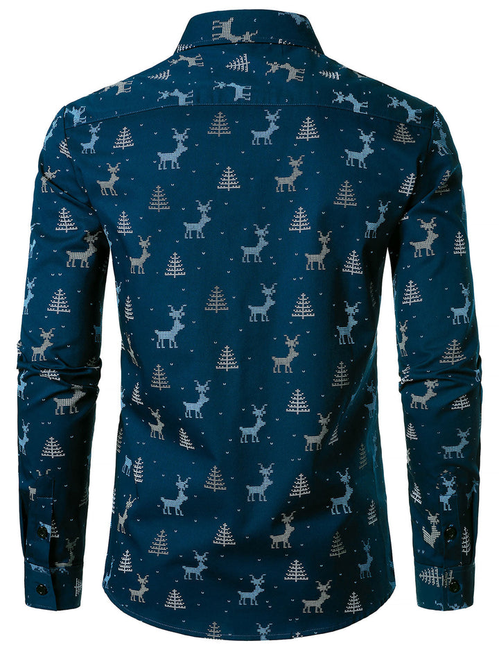 Atlas™ | Navy Reindeer Holiday Long Sleeve Shirt