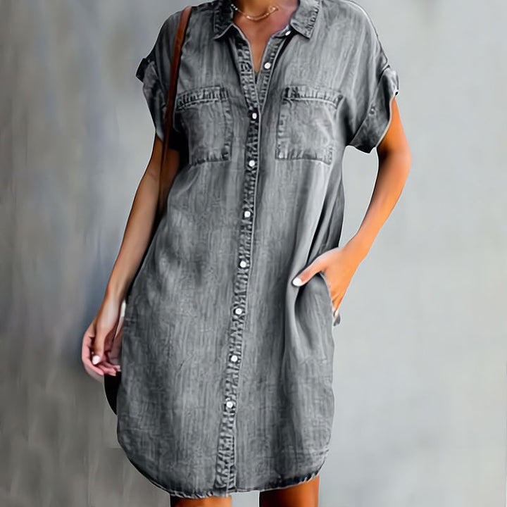 Helen™ | Button-Down Denim Shirt Dress