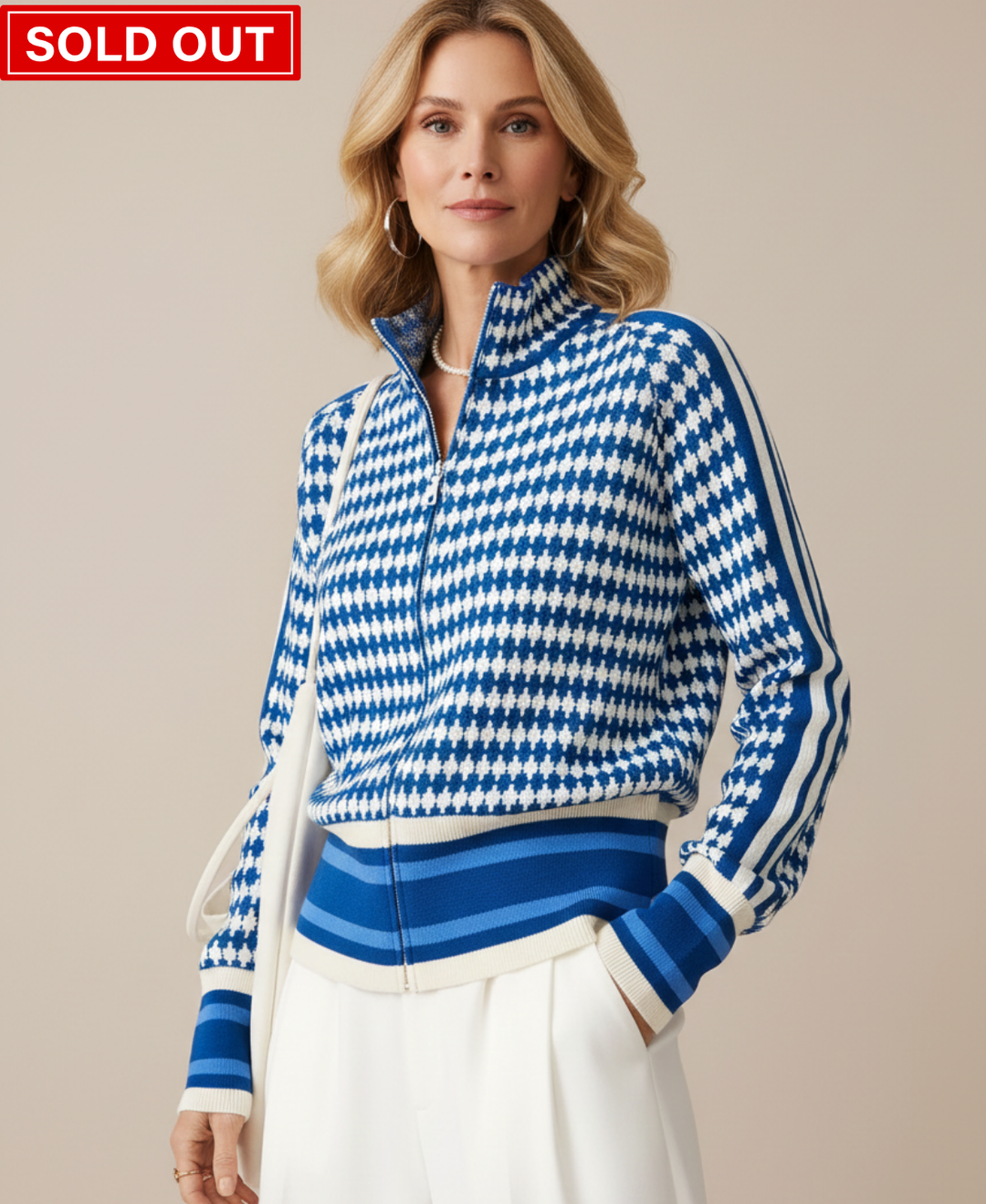 Autumn-Winter Stand Collar Zip Knit