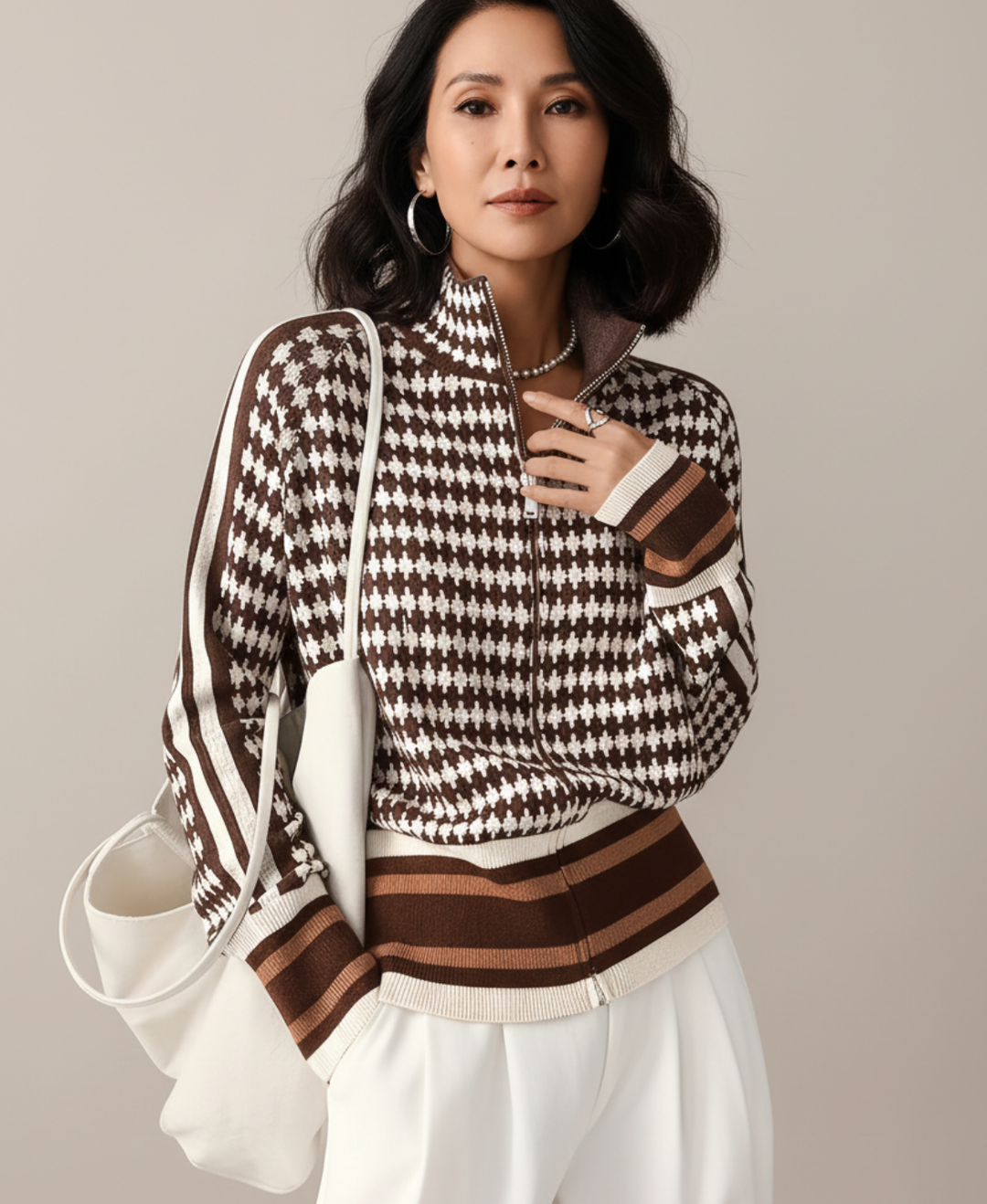 Autumn-Winter Stand Collar Zip Knit