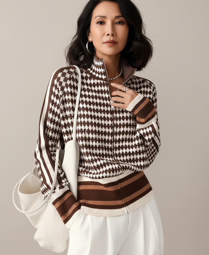 Autumn-Winter Stand Collar Zip Knit