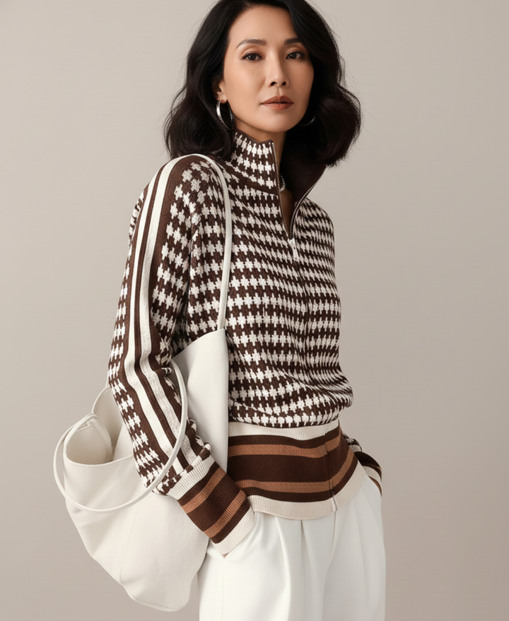 Autumn-Winter Stand Collar Zip Knit