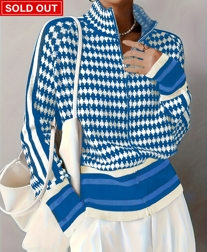 Autumn-Winter Stand Collar Zip Knit