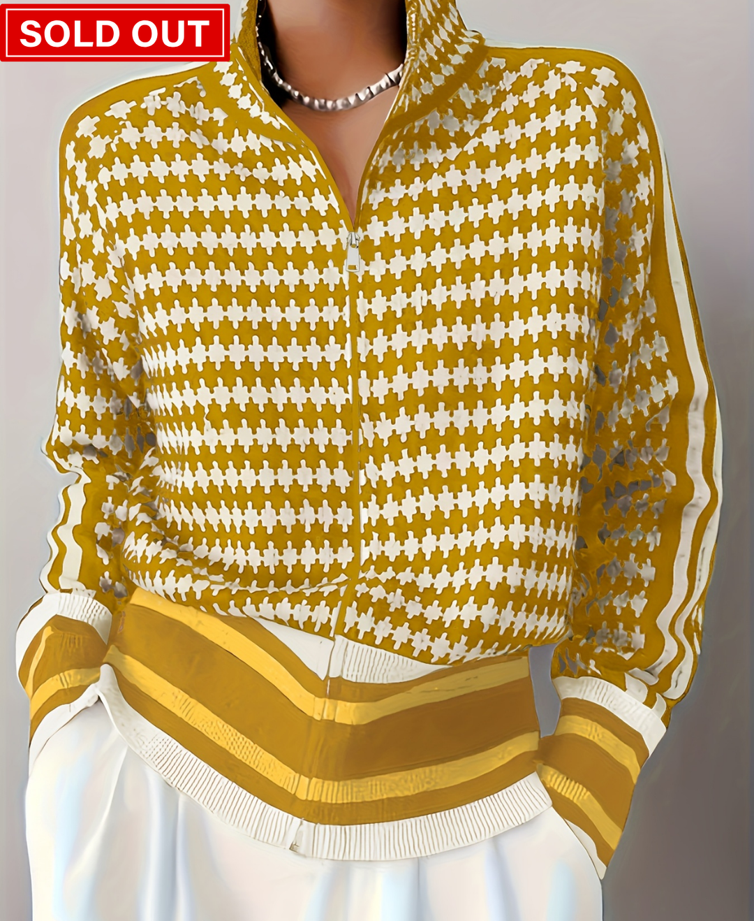 Autumn-Winter Stand Collar Zip Knit