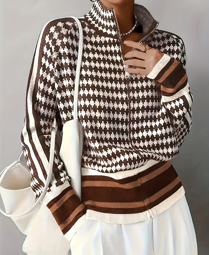Autumn-Winter Stand Collar Zip Knit