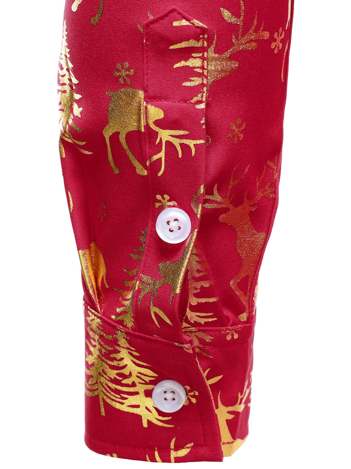 Crimson™ | Gold Holiday Print Long Sleeve Shirt