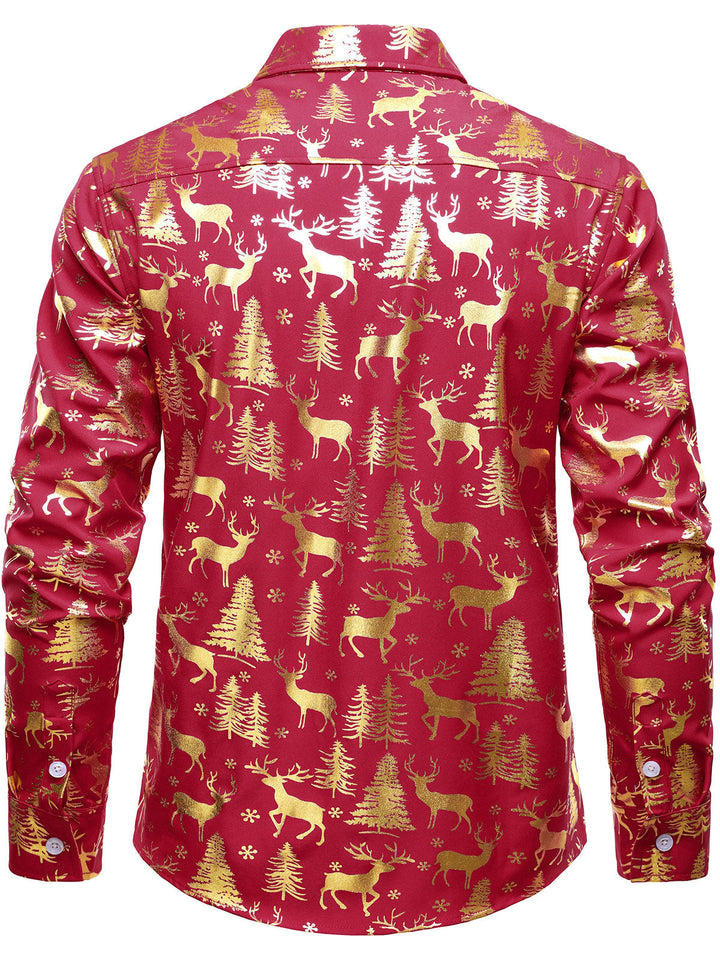 Crimson™ | Gold Holiday Print Long Sleeve Shirt