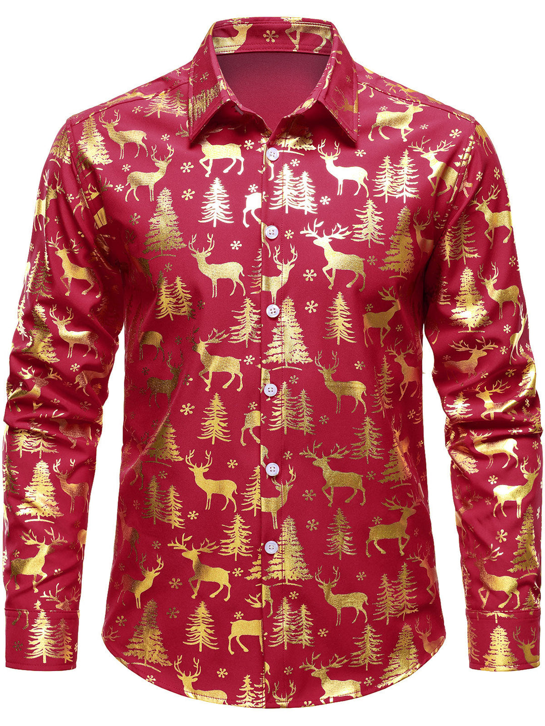 Crimson™ | Gold Holiday Print Long Sleeve Shirt